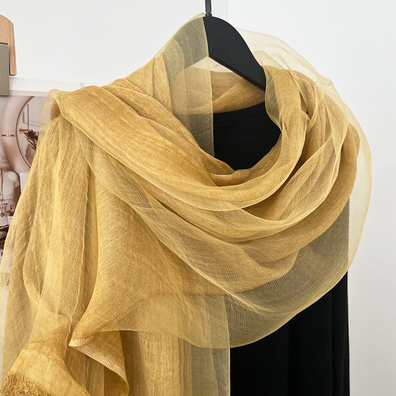 우아하고 편안한 ~ 뽕나무 실크 얇은 스카프 자외선 차단 여행 목도리 이중 목적 여성 봄, 가을 거즈 스카프 패션 실크 스카프