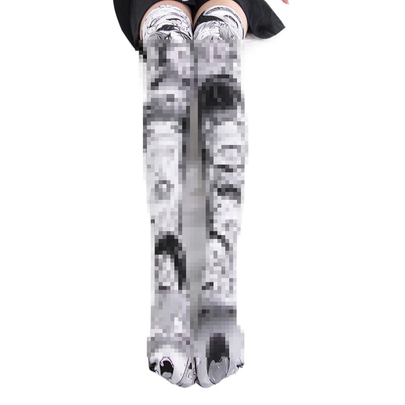 3D calcetines de impresión digital patrón de anime sobre la rodilla calcetines de terciopelo calcetines altos calcetines que forman la pierna calcetines rojos netos de procesamiento W0668