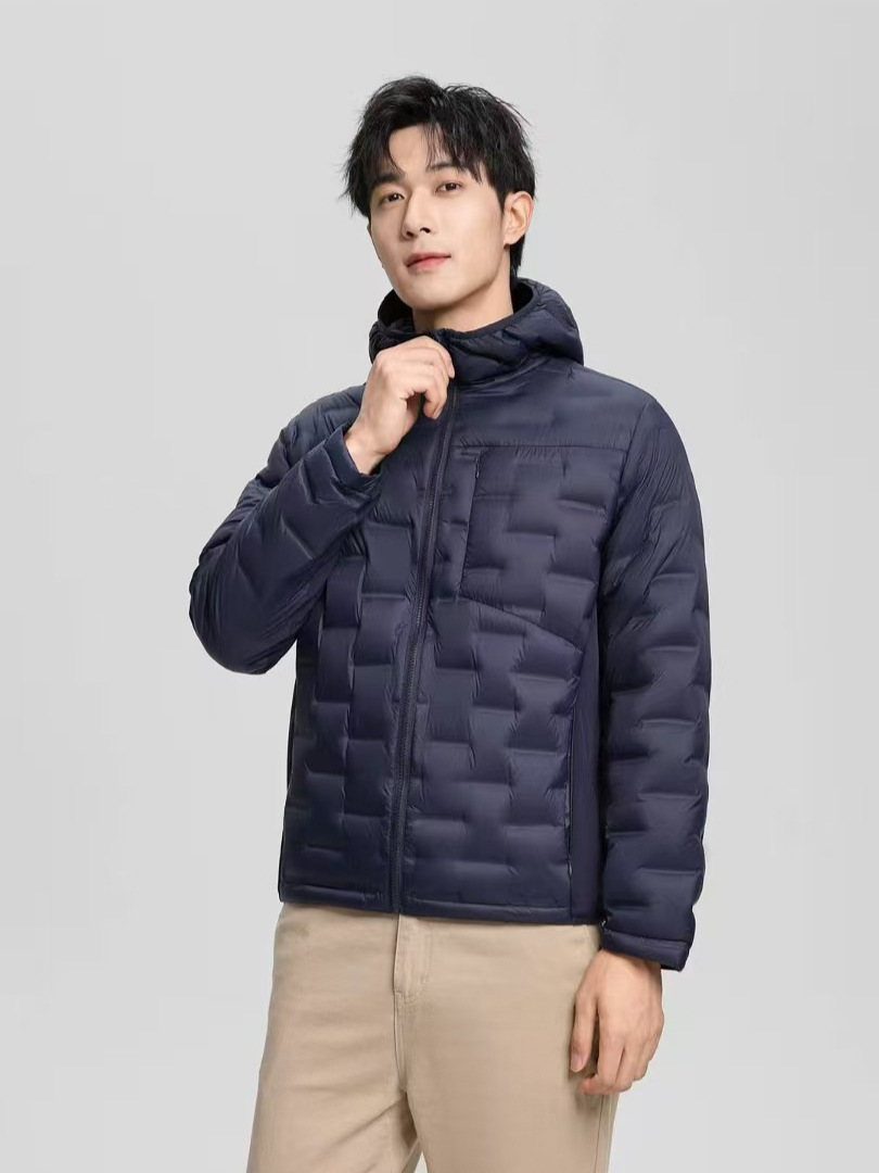 Chaqueta de plumón ligera de gama alta para hombres cortos de otoño 2025 nuevo 90 chaqueta deportiva con capuchón resistente al viento a prueba de frío