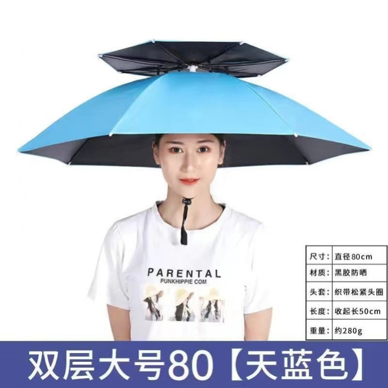 ヘッドマウント釣り傘、屋外日焼け止め傘、新しいビニール折りたたみ傘、茶摘み漁具、麦わら帽子傘|undefined