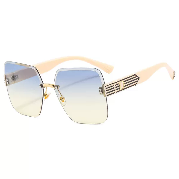 24 New Models D Frameless Cut-Edge Gradient Color High-End Women's Fashion Sunglasses Tiktok Internet Celebrity Uv Protection Sunglasses