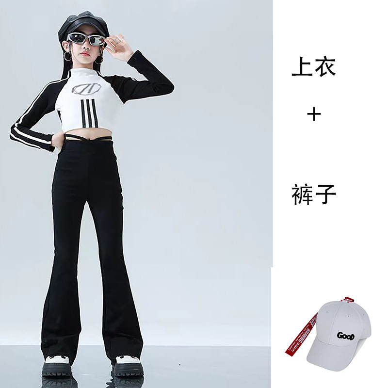 女童爵士舞套装Jazz时髦潮酷瑜伽裤女孩显瘦喇叭裤紧身拉丁舞服装|undefined