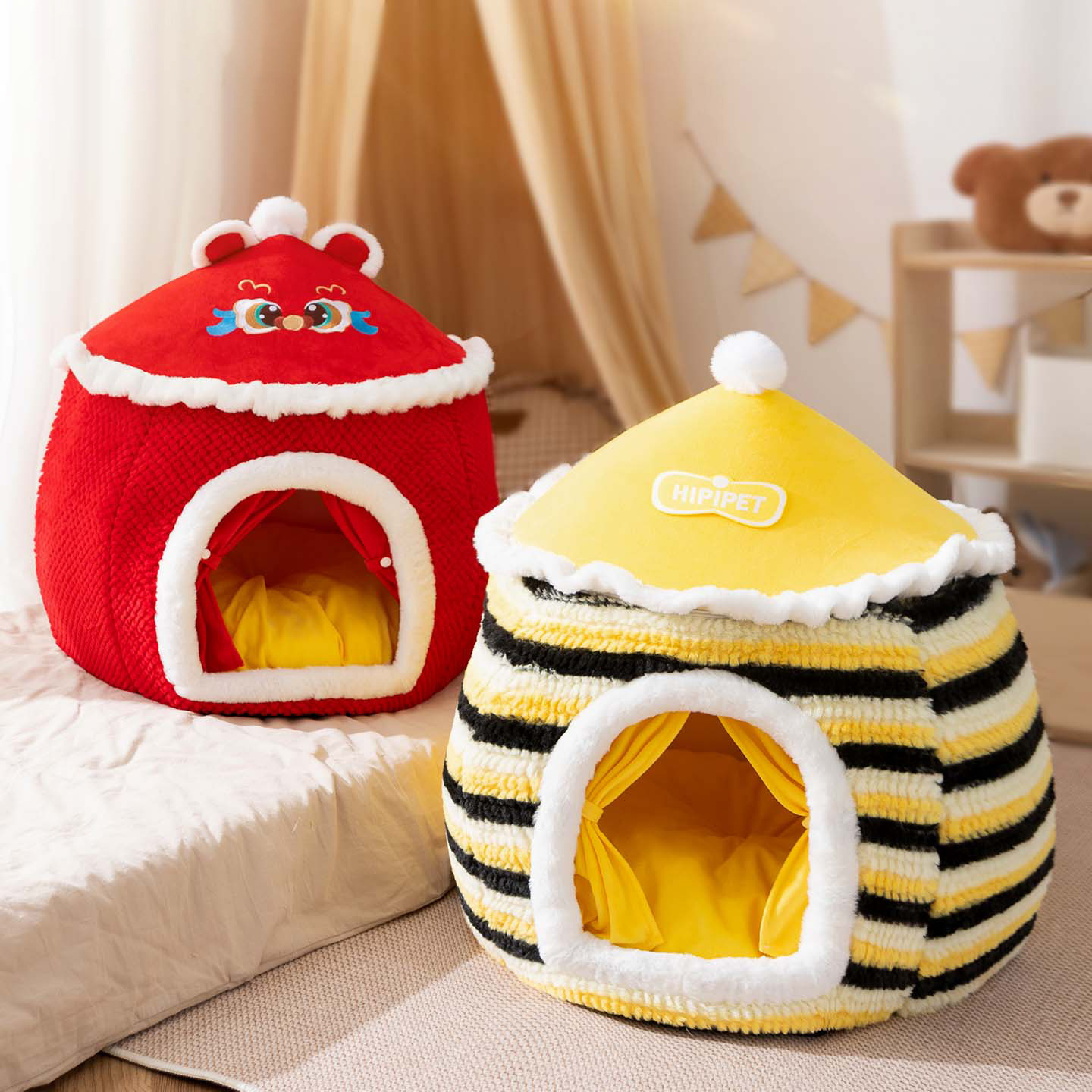 Otoño y invierno nuevo espacio cálido Mongolia tiendas cálidas nido cerrado perros pequeños y medianos gato nido perros peluche image 1