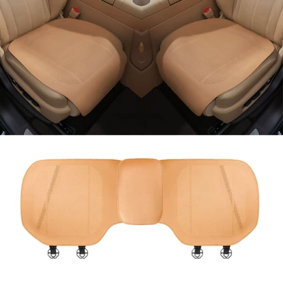 single-piece breathable non-slip seat pad, Universal seat cover - lychee-patterned-half-cover-thin-cushion-amber-brown-three-piece-set-universal-model