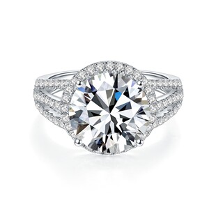 Luxurious and Elegant 5-Carat Round Moissanite Classic Round Ring for Wealthy Women, Suitable for Parties, with a Light Luxury Design