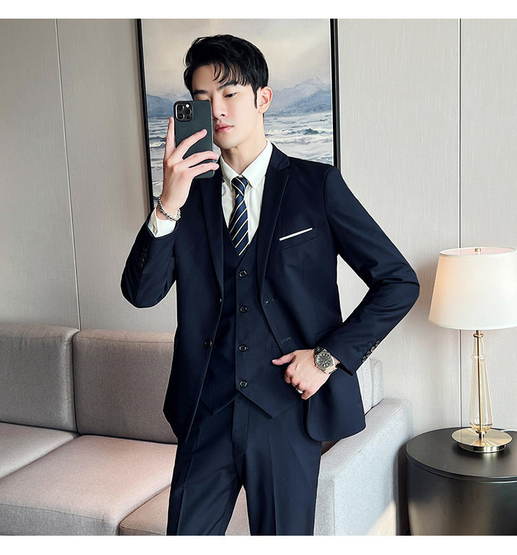 Bộ vest nam ba món ôm dáng, áo vest công sở cho nhân viên văn phòng và chú rể — Burgundy (áo đơn hai nút), Burgundy (áo đơn một nút), Màu xanh (áo đơn hai nút), Màu xanh (áo đơn một nút) chi tiết 24