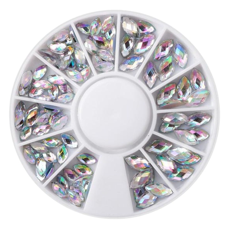 Nail Art especial en forma de diamante AB color de alta calidad Taiwán nail art Oval Horse Eye diamante disco joyería AB caja de diamantes al por mayor