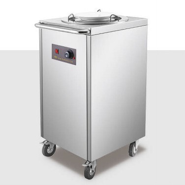 商用 木纹款电热餐车 不锈钢餐厅热碟车 麻辣烫自助餐厅专用碟车