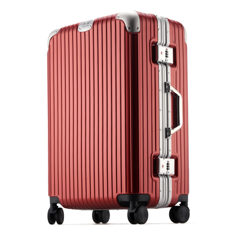 Fábrica de suministro de metales de aleación de aluminio de aluminio, maletas de viaje de moda masculina y femenina, contraseña de 24 pulgadas nuevas maletas de nicho