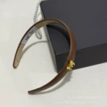Lambskin Headband - Brown Fabric Logo 2cm