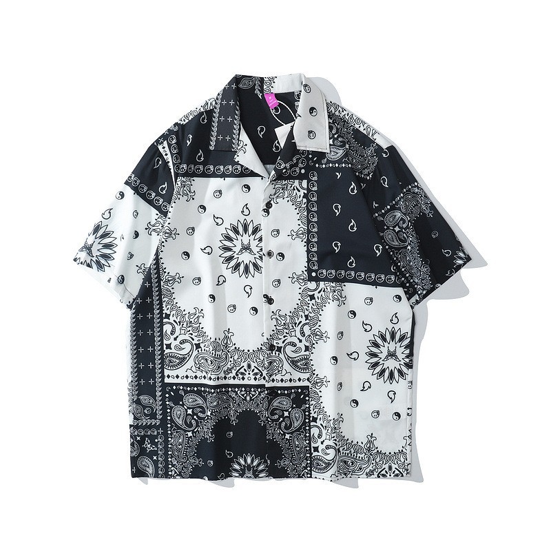 TKPA crossover street graffiti abstracto verano camisa de manga corta para hombre hip-hop suelto estilo bf casual pareja camisa