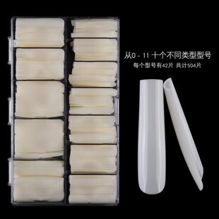 Manicure piece Europe and America lengthened 5.5XXXL trapezoidal nail water pipe full paste Denim 504 boxed transparent natural color