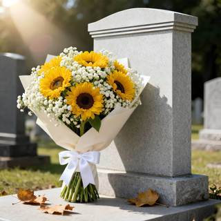 Cross-Border Popular Artificial Flower Sunflower/Gypsophila Funeral Tomb-Sweeping Ceremony for Qingming Festival