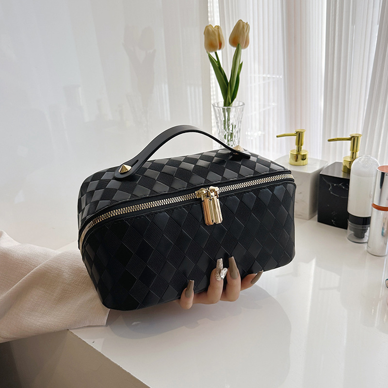 새로운 PU 가죽 마름모 화장품 가방 휴대용 고급 다기능 여행 방수 화장품 세척 보관 가방