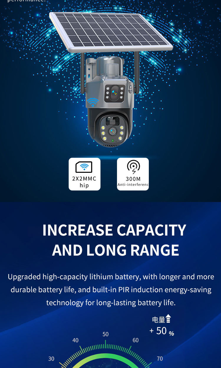 跨境 外贸太阳能监控器360度无死角手机远程室外夜视全景家用