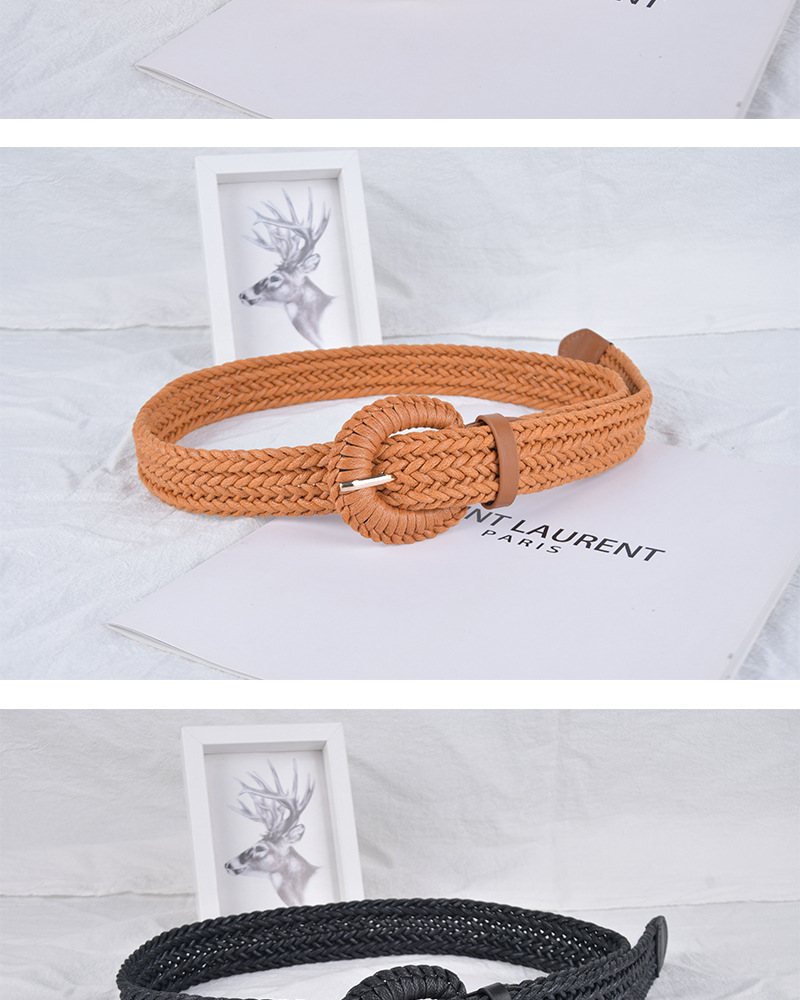Simple and versatile waistline braided belt decorative jeans free punching belt_voghion.com