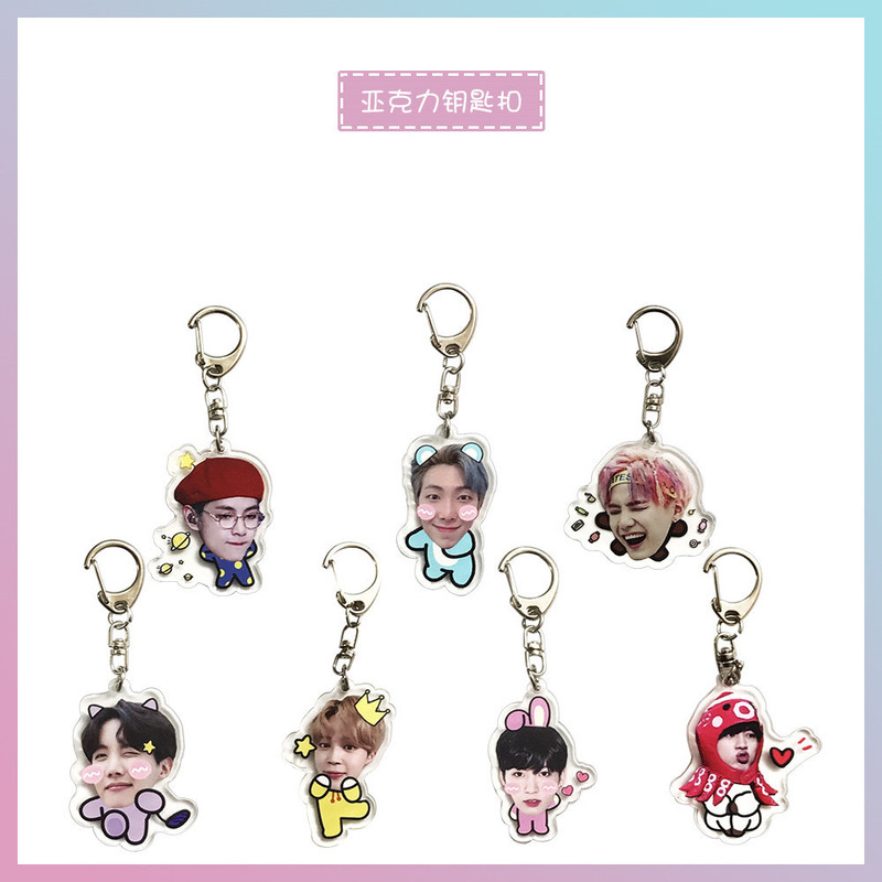 Bts Star Peripheral Acrylic Creative Keychain Cartoon Pendant Accessory Doll Korean Version Design