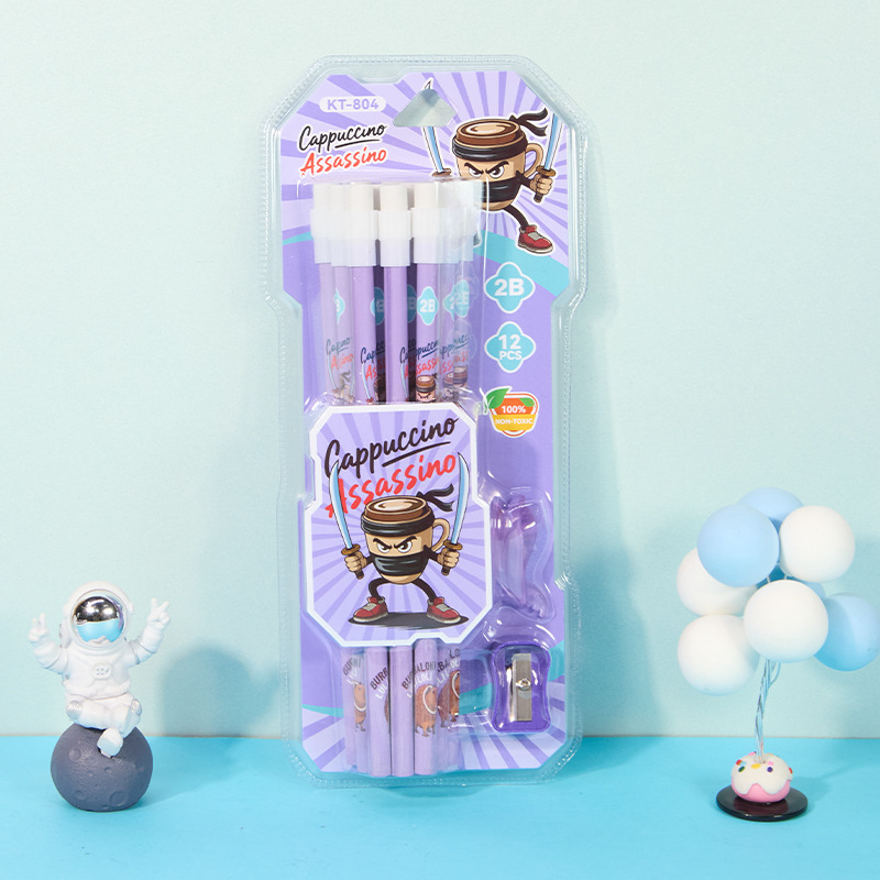 Transfronterizos extranjeros AI montaña y mar creativo lápiz de dibujos animados estudiantes de primaria niños 2B escritura lápiz papelería al por mayor