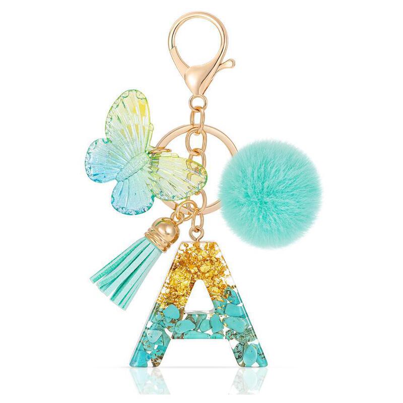 Resin 26 English Letter Keychain Initial Keychain Resin Letter A Keychain Cute Car Key