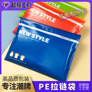 Customized High-End Underwear and Socks Packaging Bag Plastic Bag Pe Frosted Ziplock Bag Transparent Colorful Clothing Zipper Bag
