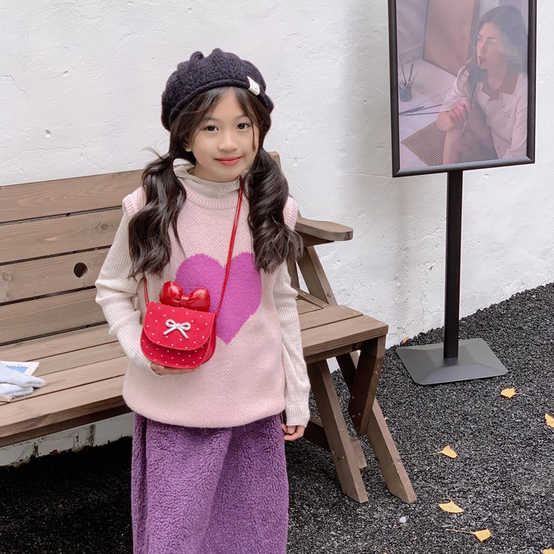 Exquisita mini niñas bolsos de hombro lindos arcos bebés padres e hijos mochilas onduladas de moda bolsos para niños