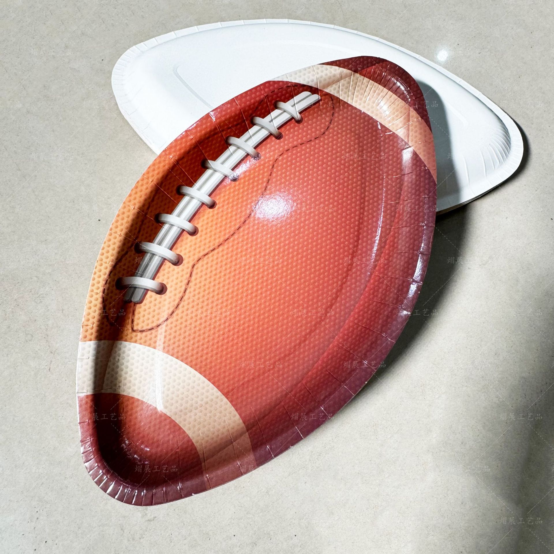 En stock al por mayor rugby fiesta de cumpleaños Placa de papel desechable Super Bowl competencia día en forma de placa de papel image 4