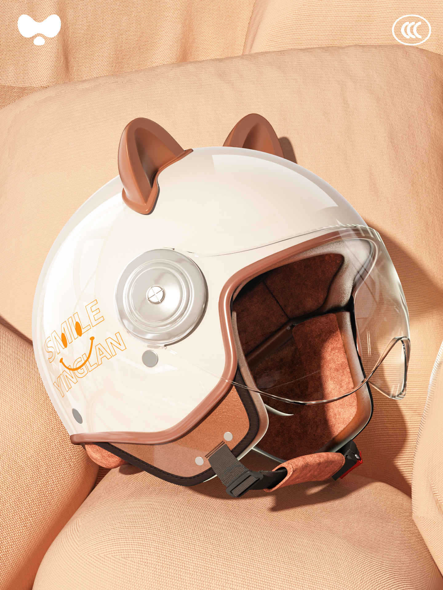Children's Helmet 3C: Motuoche Motosiklet kaskı (dəbilqə) - class-a-new-3c-adult-yun-chu-white-hd-short-lens-one-size
