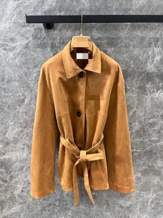 Retro Artistic Temperament Maillard College Style Coat Small Lapel Belt Age-reducing Slimming All-match Girly Style