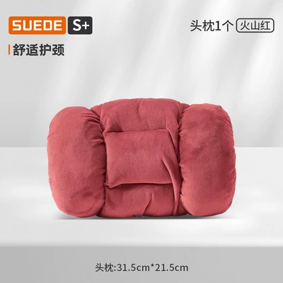 Car Headrest Autumn and Winter Style High-End Plush Car Lumbar Pillow Quilt Comfortable and Warm Car Neck Pillow (Waist support) - lamb-plush-red-headrest