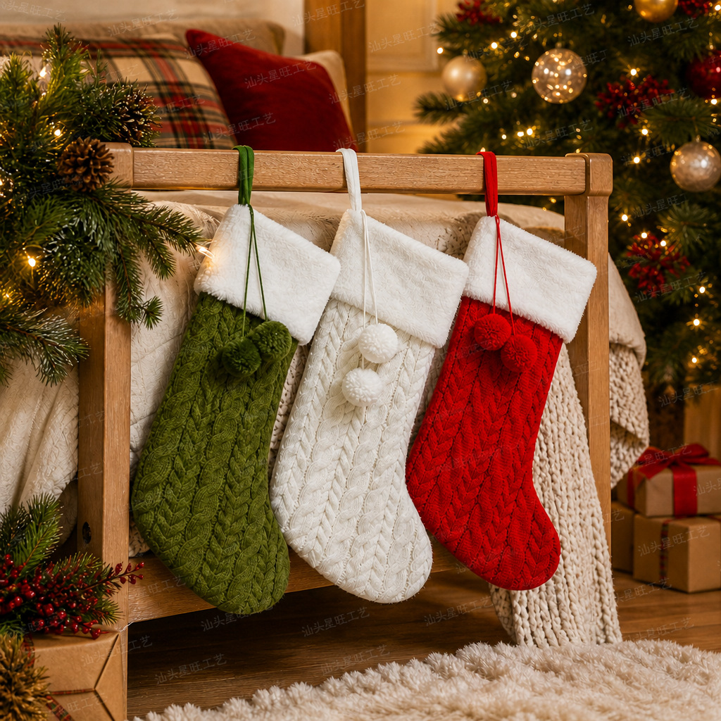 Navidad transfronteriza bola de lana calcetines de Navidad bolsas de dulces grandes bolsas de regalos de Navidad bolsas de regalos de Navidad decoración para el hogar