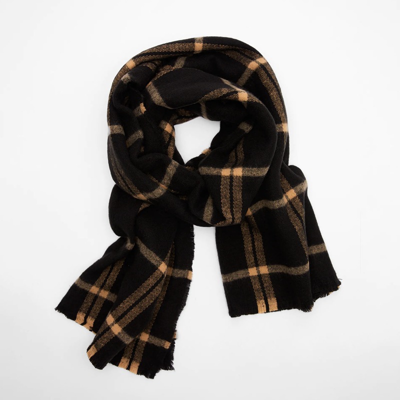Amazon Venta caliente 2021 nueva bufanda negra a cuadros de doble cara para mujer otoño e invierno cálido bufanda de Cachemira chal grande
