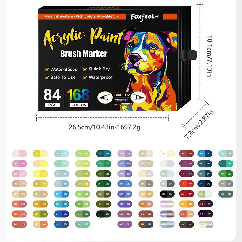 Explosión transfronteriza doble cabeza de acrílico de dos colores marca de pintura de arte marca de pintura de color grande pluma de acuarela de pintura profesional