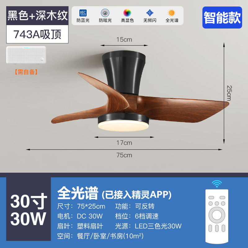 全光谱客厅中古风扇灯吸顶吊扇灯新款餐厅灯风扇一体吊扇中山灯具|undefined