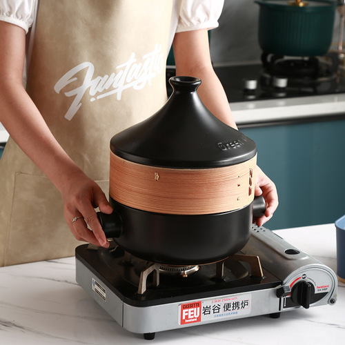 Japanese-style ceramic steamer pot household sand pot with steamer basket soup pot open flame high-temperature stone pot tagine pot soup pot braiser