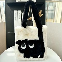 秋と冬のぬいぐるみバッグ女性のための 2025 新しい大容量クリエイティブ猫漫画コントラストカラートートバッグポータブルぬいぐるみバッグ