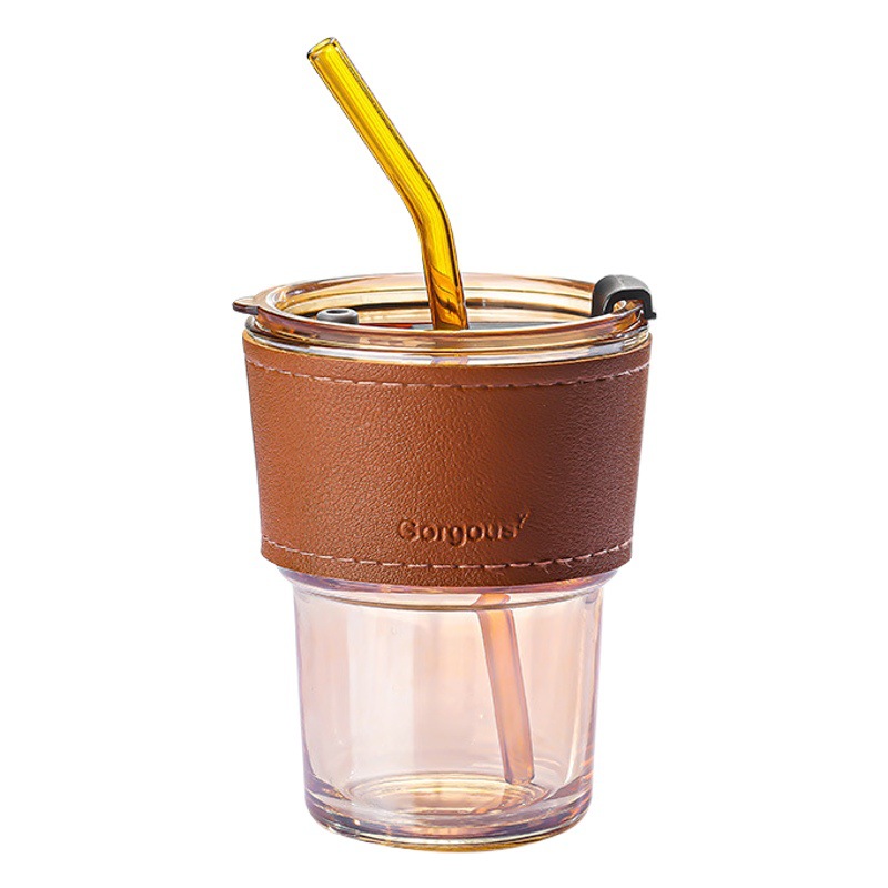 Thickened Glass Cup, Household Water Cup, Insulated and Anti-Scalding Straw Coffee Cup, High-Value Gift Cup Wholesale