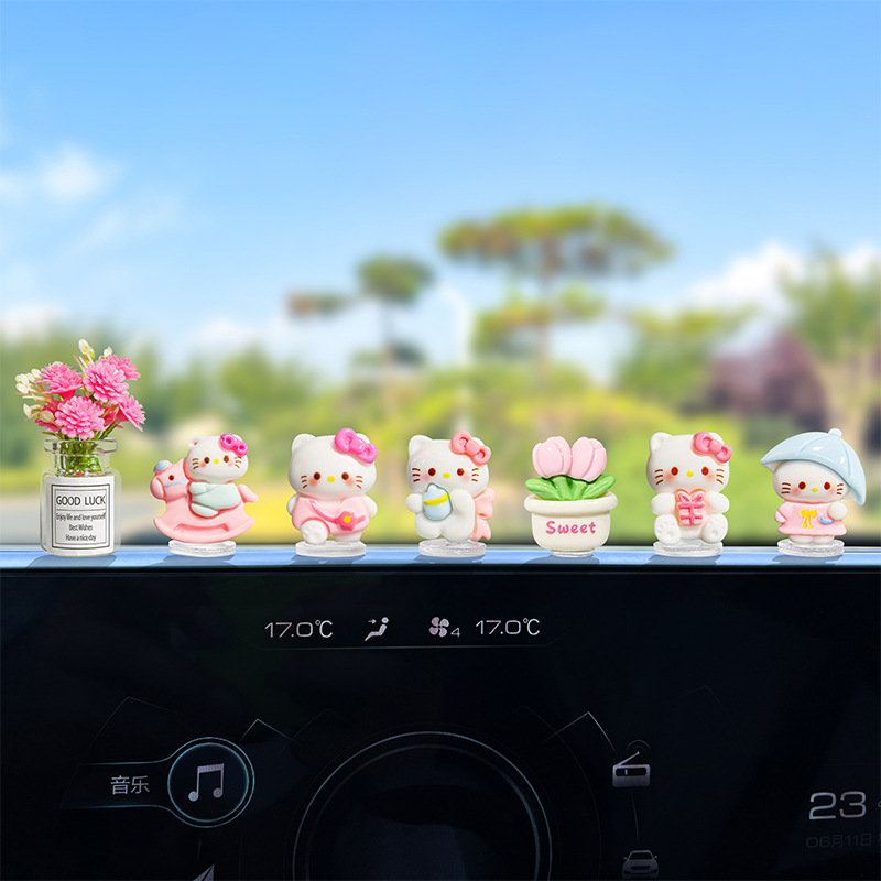 かわいい漫画 KT 猫車の装飾品車の装飾品女の子電気自動車ナビゲーション表示画面の装飾|undefined