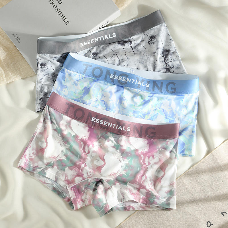 Women's Underwear, Women's Boxer Briefs, Ice Silk Thin Summer Antibacterial Crotch Mid-Waist Anti-Exposure Girls' Boxer Briefs Safety Pants