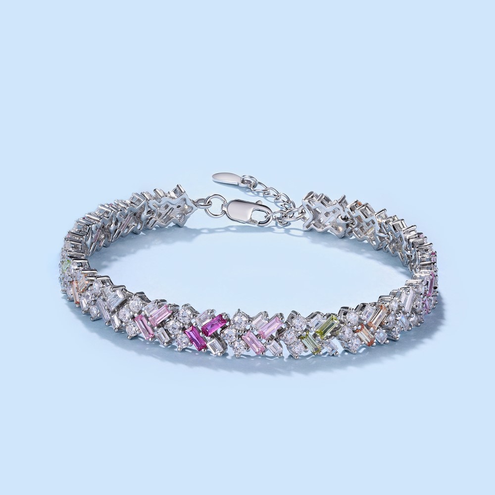 40g Weight Zircon Inlay Material Tennis Bracelet Classification 1 Piece Quantity Banquet, Party Occasion 925 Sterling Silver Material Geometric Pattern Women's Gender Plating, Inlay Design Elegant, Luxurious, Shiny Style 925 Sterling Silver Tennis Bracelet Elegant Luxurious Shiny 21