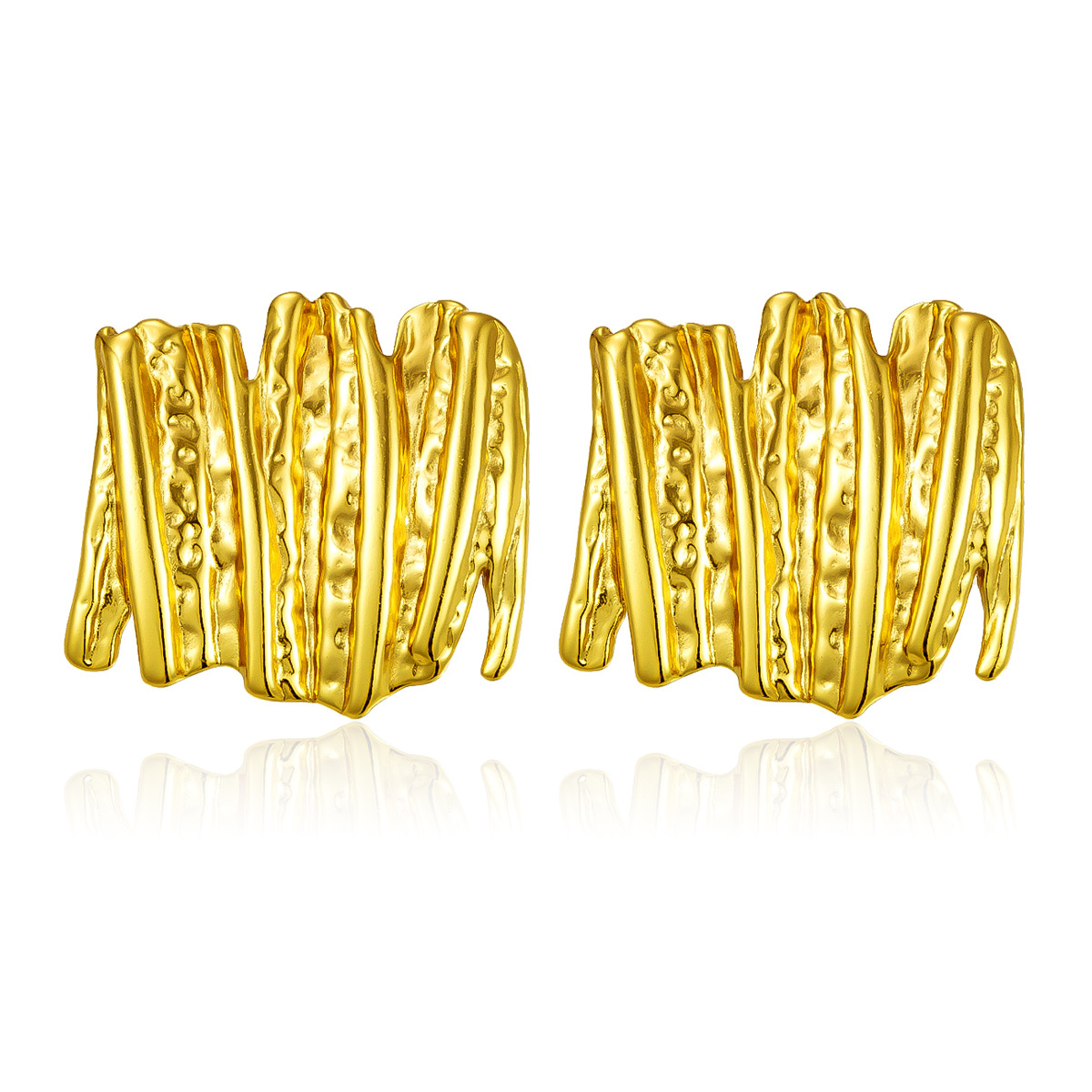 Earplugs de acero inoxidable para mujeres brillo frío oro chapado joyas de orejas de moda retro multifuncional pendientes irregulares plegados