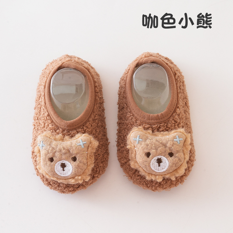 Rana verde gruesa Calcetines de piso de bebé antideslizante de dibujos animados de fondo suave educación temprana zapatos de bebé zapatos de niño de bebé calcetines