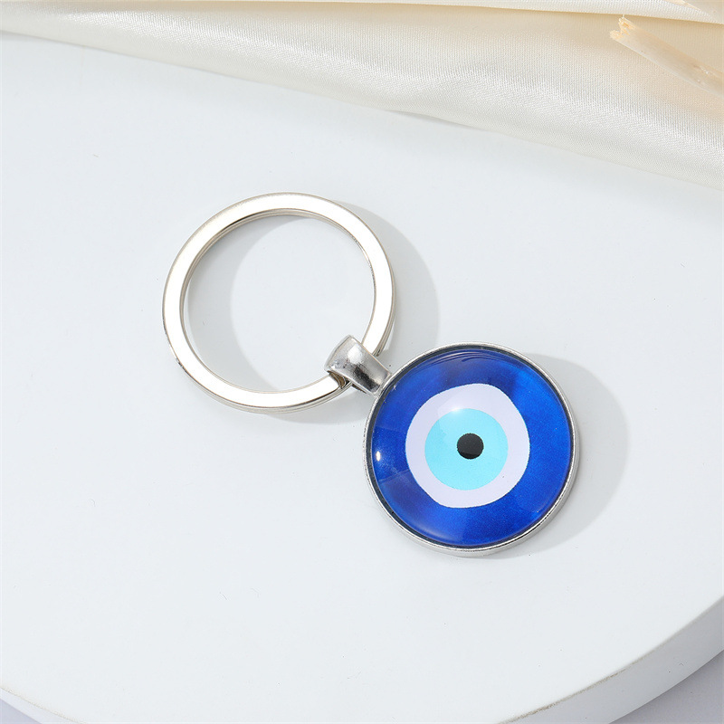 CrossBorder Sold Jewelry Personality Simple Blue Glass Devils Eye Pendant Necklace Turkey round Eye Keychain Pendantpicture2