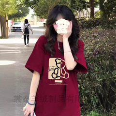 200g純綿半袖レディースファッション韓国風学生Tシャツ男女カップル半袖万能若見えTシャツ