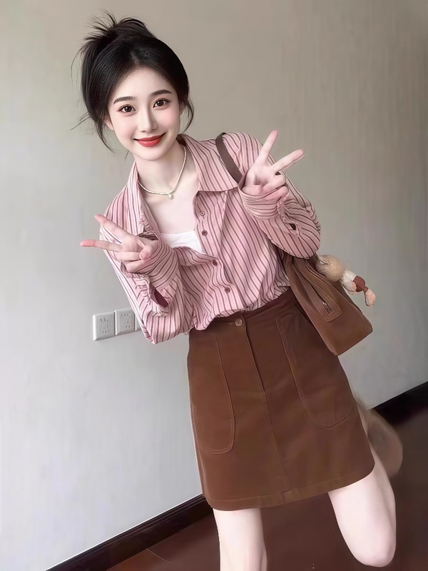 秋季女装2025新款韩系穿搭配一整套时尚巨好看高级感衬衫两件套|undefined