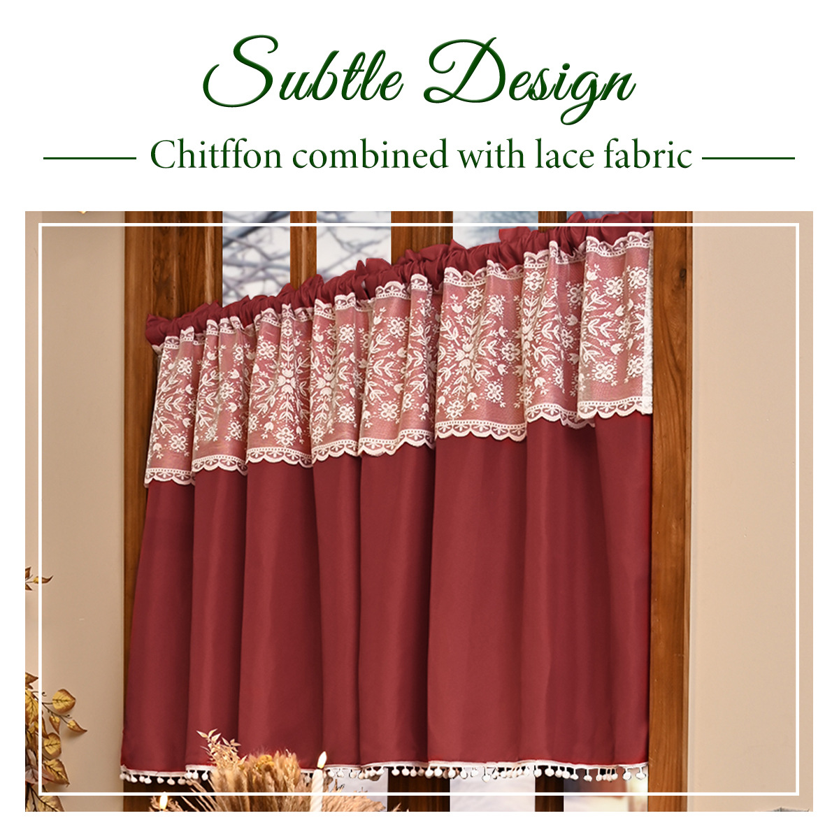 Nuevas cortinas de Navidad transfronterizas primavera yarida semitransparente copo de nieve borde de bola cortina de bola de barra de presión de línea TEMU