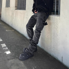 欧美跨境高街黑色时尚潮流男士牛仔裤修身弹力设计外贸牛仔裤男