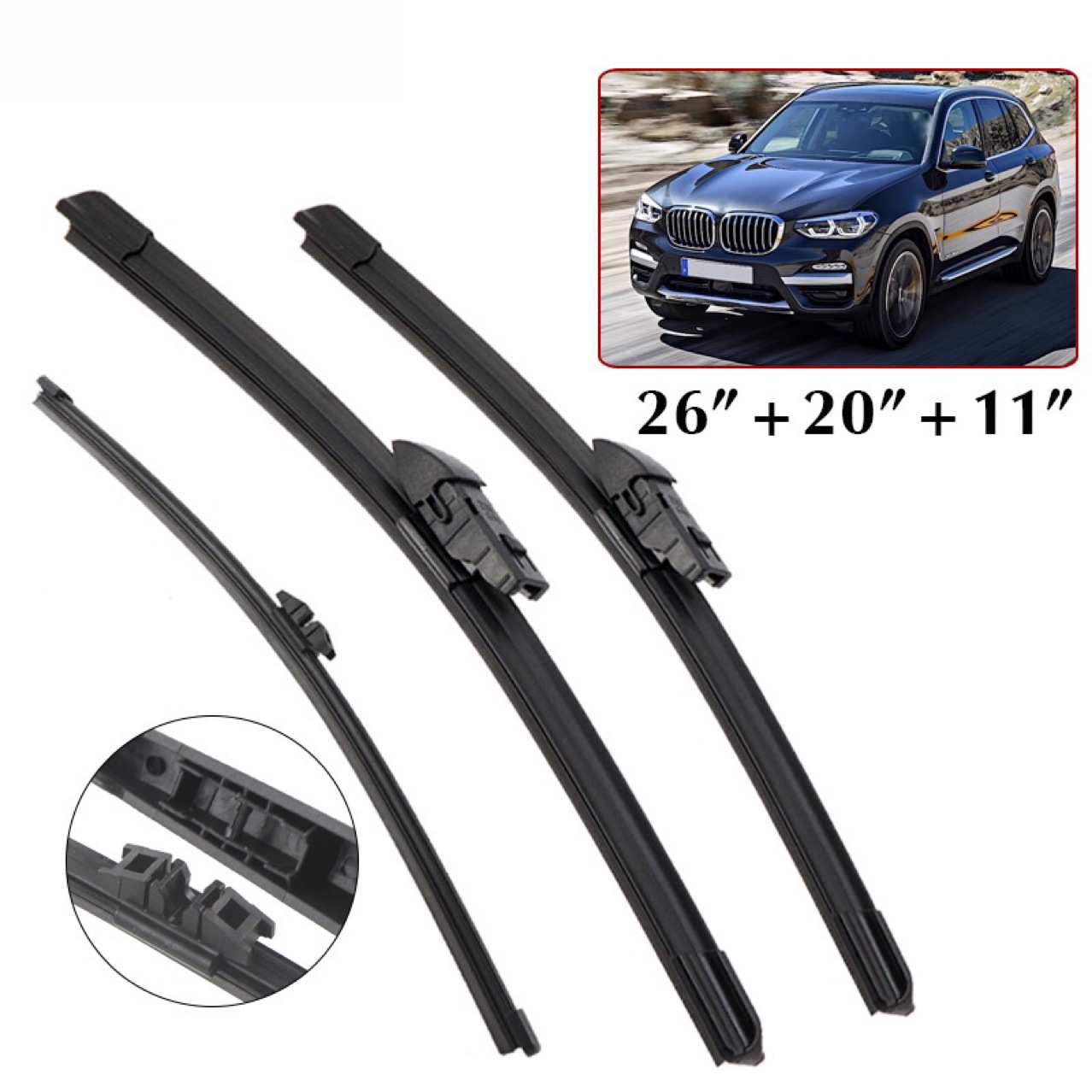 Suitable for Bmw X3 Ix3 G01/G01 Facelift X3 m F97 26"+20"+11" Wiper Blades