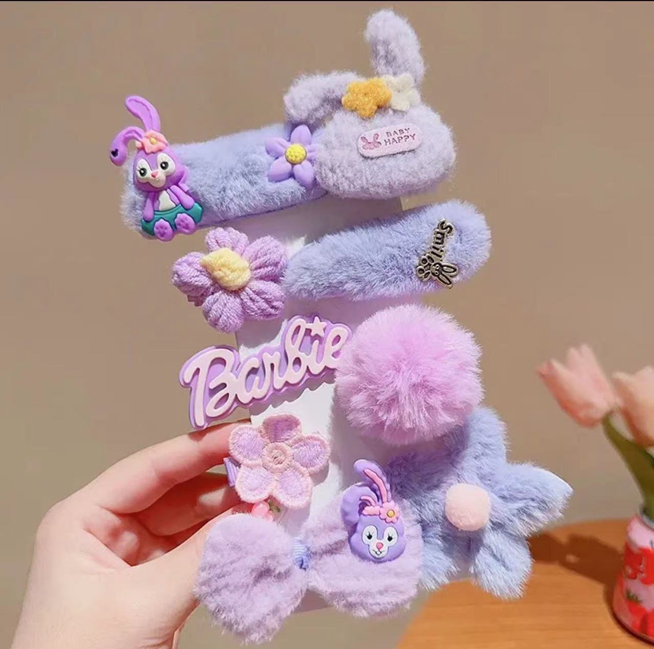 El otoño y el invierno de los nuevos niños de pelo de la horquilla accesorios de felpa horquilla de dibujos animados Ling na Bei Er clip lateral no hace daño a las niñas de pelo horquilla