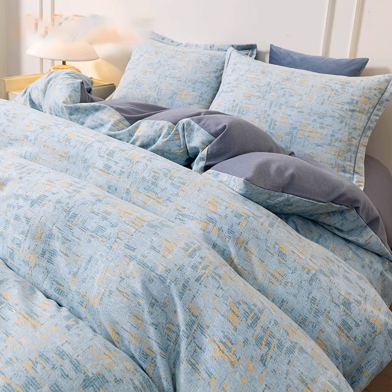 Cama de otoño e invierno cepillada simple de cuatro piezas 2024 nueva funda de edredón sábana algodón algodón ropa de cama combinación de ropa de cama
