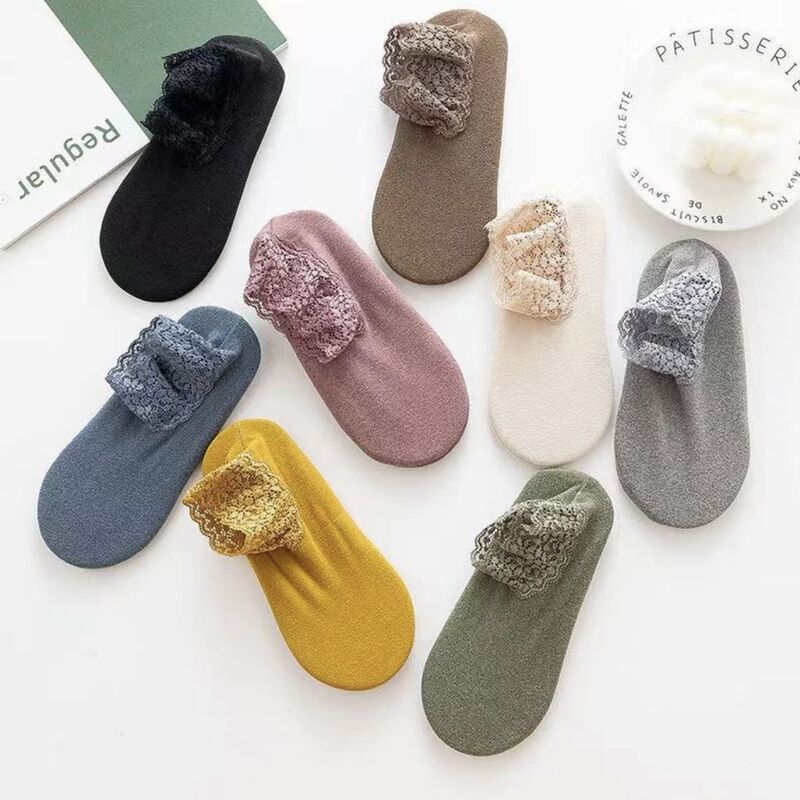 Socks factory wholesale de velvet padded fleece-lined floor socks lace lace shallow invisible boat socks warm socks for children